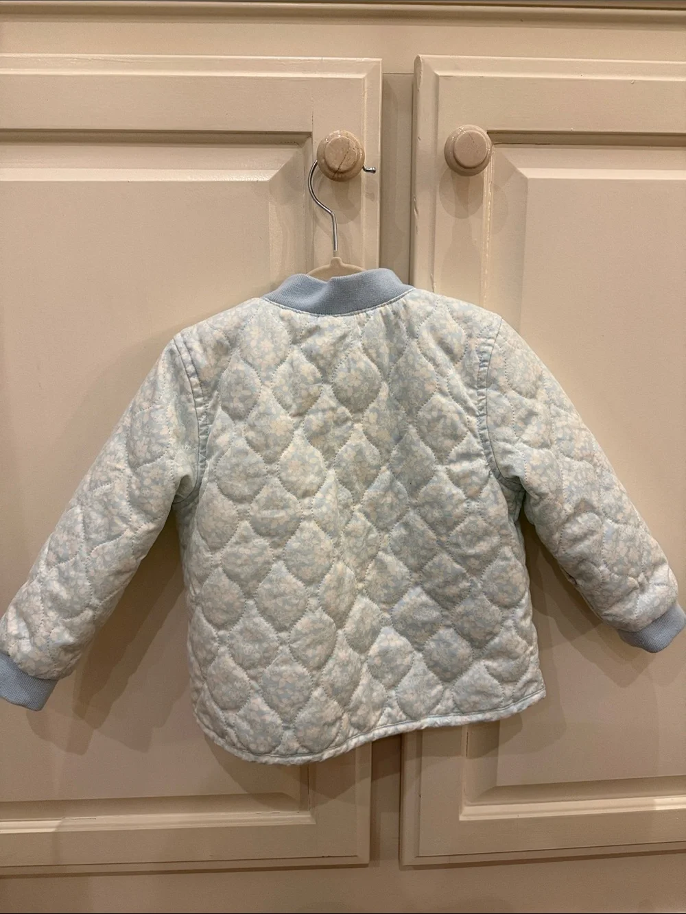 Cat & Jack Quilted Pale Blue Floral Puffer Jacket